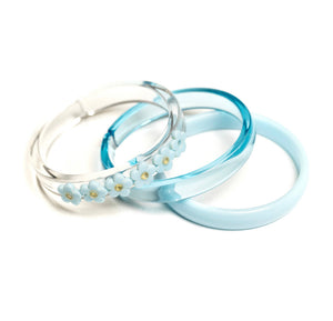 Baby Blue Flowers + Crystal Bangles