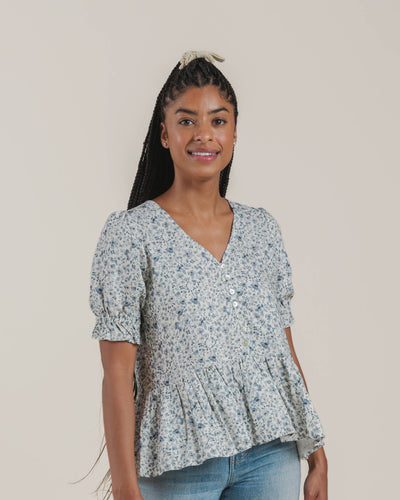 Womans Blue Floral Maddy Blouse