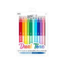 dual tone double ended brush marker - set of 12/24 colors