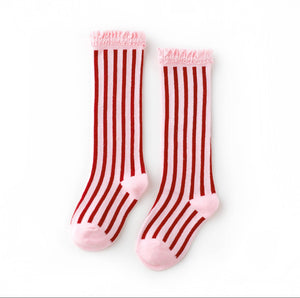 Candy Stripe Lace top Knee Highs