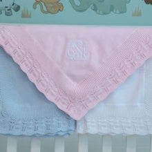 Pink Cotton Jersey Baby Blanket w/ Scallop Border