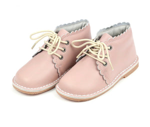 Georgie Scalloped Dusty Pink Lace Up Boot