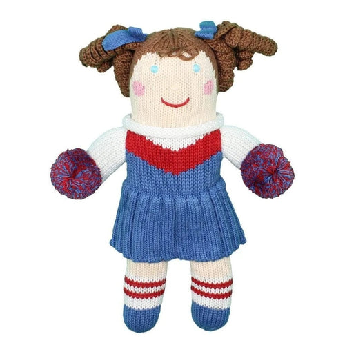 Cheerleader Knit Doll - Red & Royal Blue
