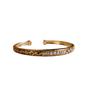 Infant Gold Finish Cuff Pearl Bracelet