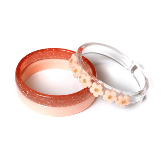 Peach Flowers + Glitter Bangle Set