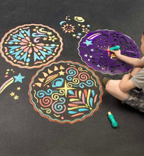 ChalkScapes Mandalas Sidewalk Stencils Chalk Art Kit - Stars and Geometry