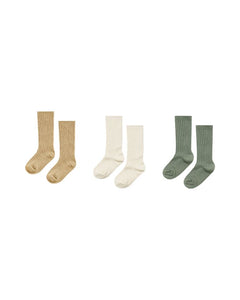 Knee Socks, Almond-natural-fern