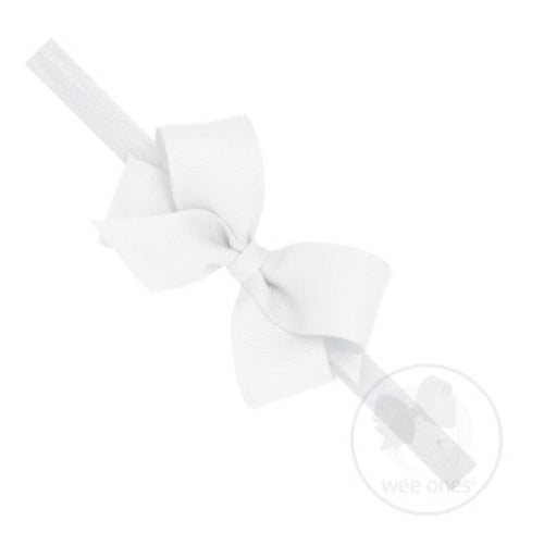 White Mini Classic Grosgrain Bow On matching Band(9006-1)