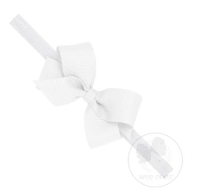 White Mini Classic Grosgrain Bow On matching Band