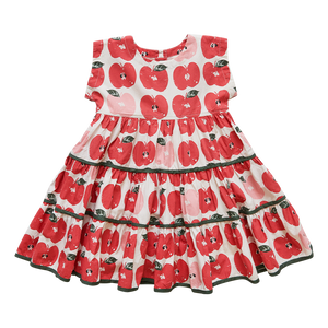 Girls Peachy Dress, Apple Stamp