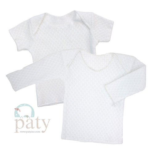 White Knit SS Diaper Shirt, White Trim