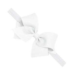 White Small Classic Grosgrain Bow On matching Band