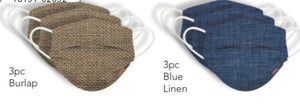 Adult 6pk disposable Mask Burlap/Blue Linen