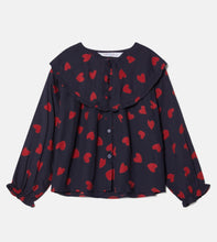 Heart Print blouse with Peter Pan collar