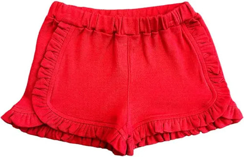 Solid Red Ruffle Short