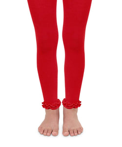 Footless Ruffle Tights, Red