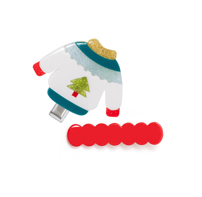 Christmas Sweater Red Alligator Clips