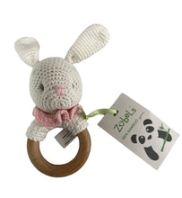 Bunny Rattle w/ Wood Ring 5”