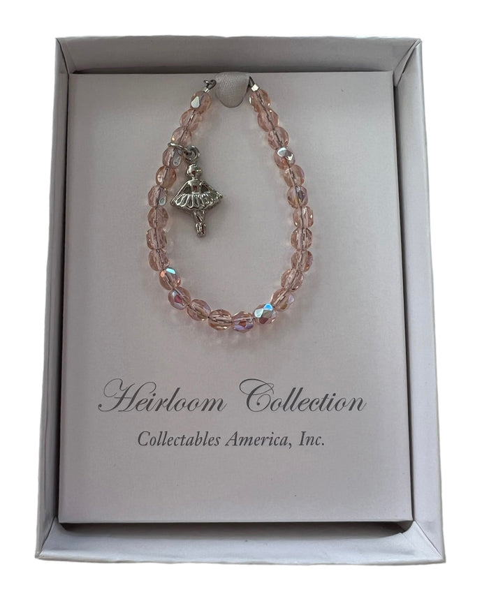 5” Ballerina Bracelet with Pink crystals