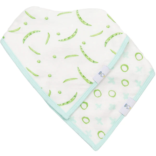 2 Pack Muslin & Terry Cloth Bib Set, Peas and OX