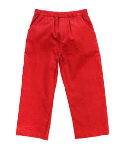 Red Corduroy Elastic Pants