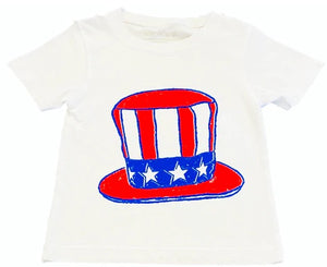White Uncle Sam Hat Tee