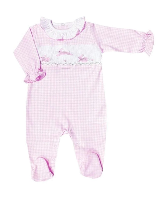 Pink Smocked Bunny Footie