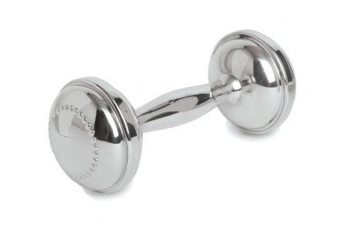 Pewter Dumbbell Rattle with Beading