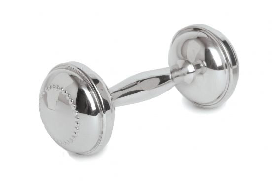 Pewter Dumbell Rattle with Beading