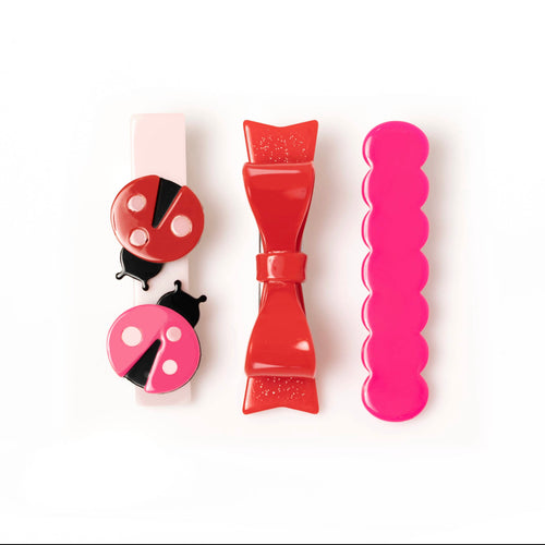 Ladybug Pink Combo Alligator Clip Set