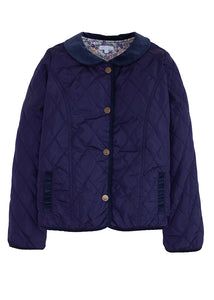 Girls Classic Quilted Jacket, Navy