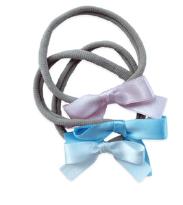 Small Satin Bow, Set of 3, pink/blue/ivory