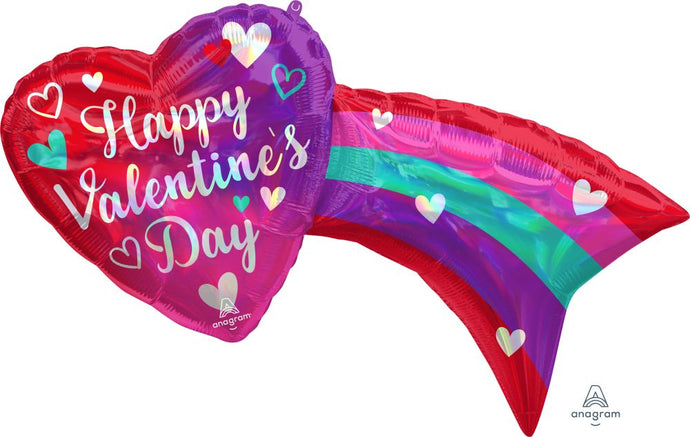 SuperShape Iridescent Happy Valentines Day Rainbow balloon