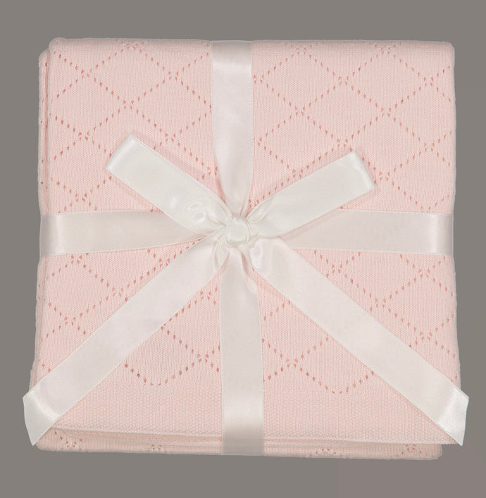 Diamond Pointelle Knit Blanket, Pink