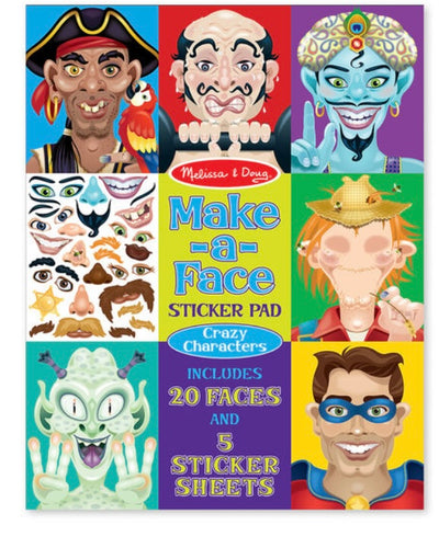 Make-a-Face Crazy Characters Stickers Pad