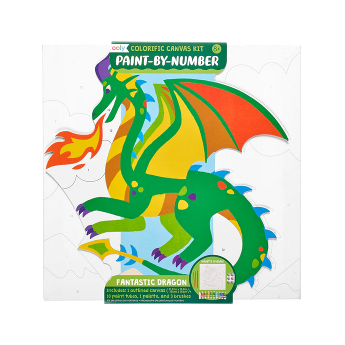 colorific canvas paint by number kit - fantastic dragon