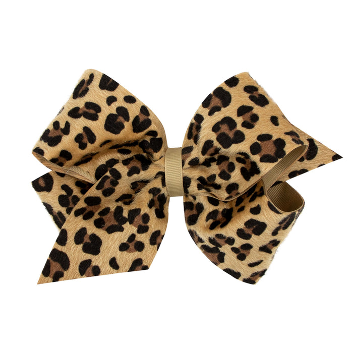 King Faux Leopard Fur Overlay Bow