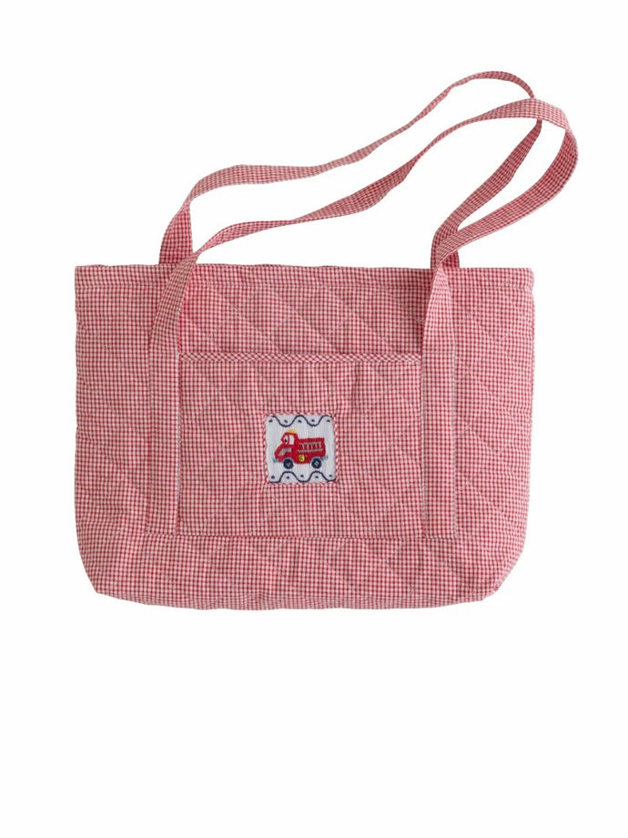 Red Firetruck Quilted Luggage