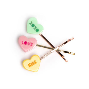 Candy Heart Pastel Shades Bobby Pin Set
