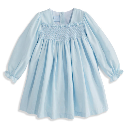 Smocked Lucille Dress, Blue Stripe
