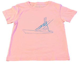 Girls Sport Fishing Boat on Pink Tee size med 8/10