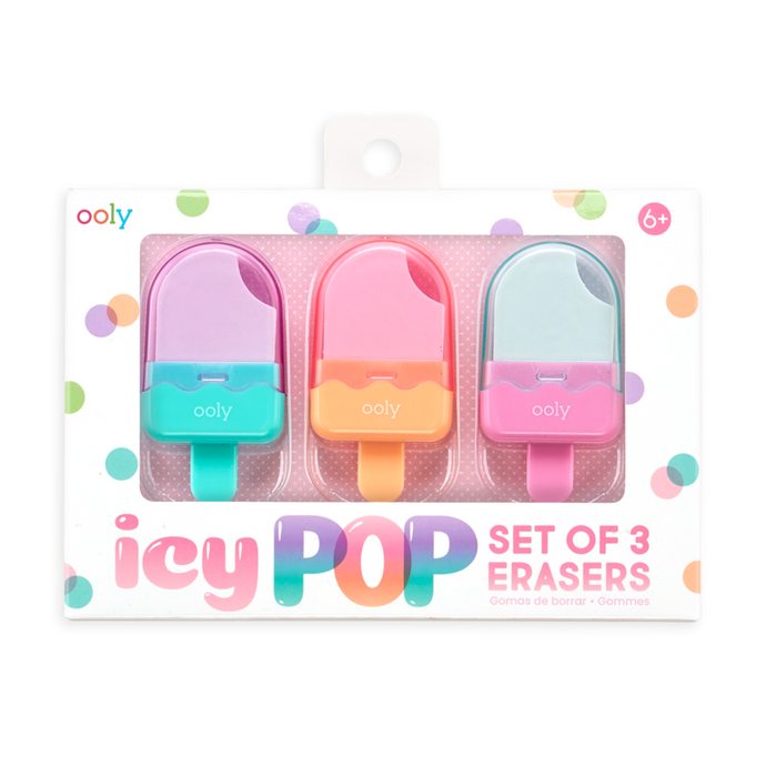icy pop erasers - set of 3