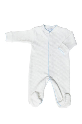 Milano Baby Footie, blue picot trim