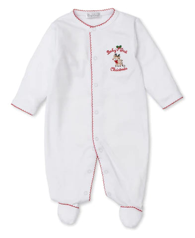 Baby’s First Christmas Footie, White/red