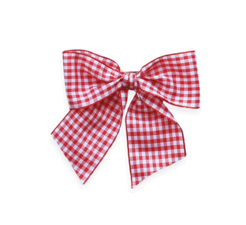 Gingham Sailor Bow, Snap Clip, Red