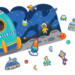 play again! reusable sticker scenes - space critters