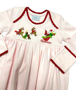 Squiggles Pink Christmas preemie gown