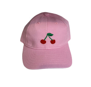Kids Cherries on Light Pink Hat
