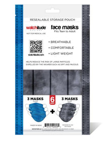 6 pack Face Mask/ Tween/Adult, ocean/slate
