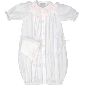 Ribbon Ruffle Smocked Take Me Home Gown with Hat